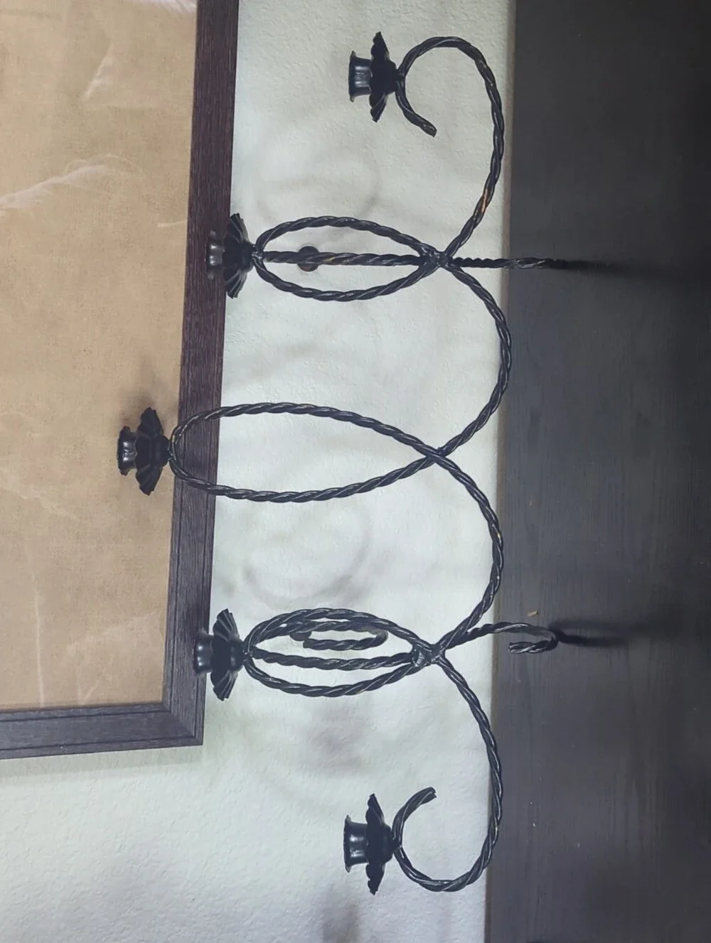 Vintage Black Twisted Metal Wall Candle Sconce Rack - Home Wall Decor